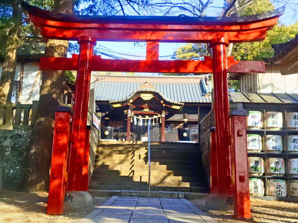 玉前神社の鳥居をくぐり階段を上がると正面には拝殿が迎えてくれる。