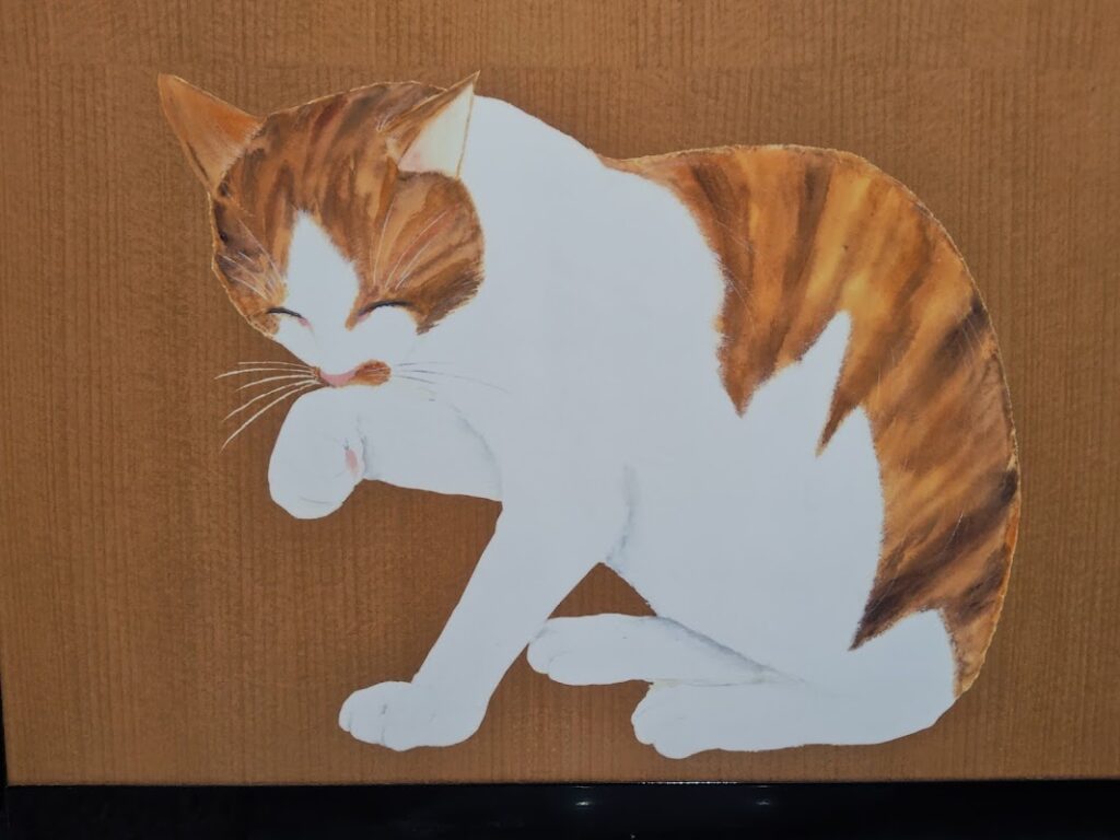 大杉神社のトイレ・九十九神之間に描かれた愛くるしい猫