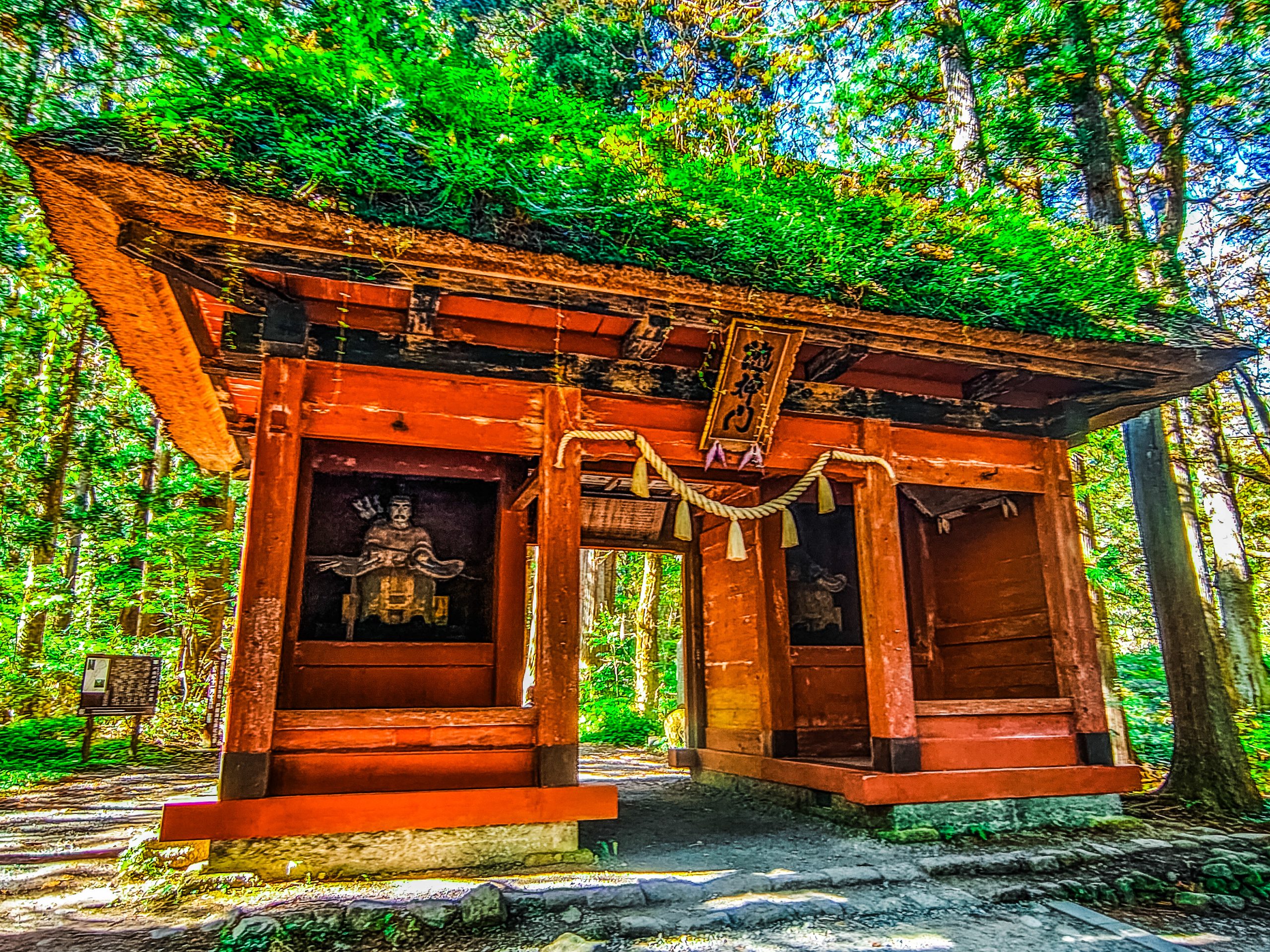 長野県の戸隠神社奥社参道の随神門